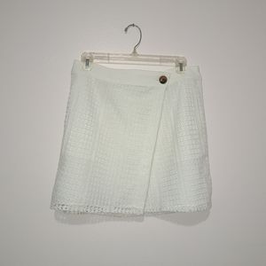 Derek Lam 10 Crosby Optic White Mini Eyelet Faux Wrap Skirt Size 8